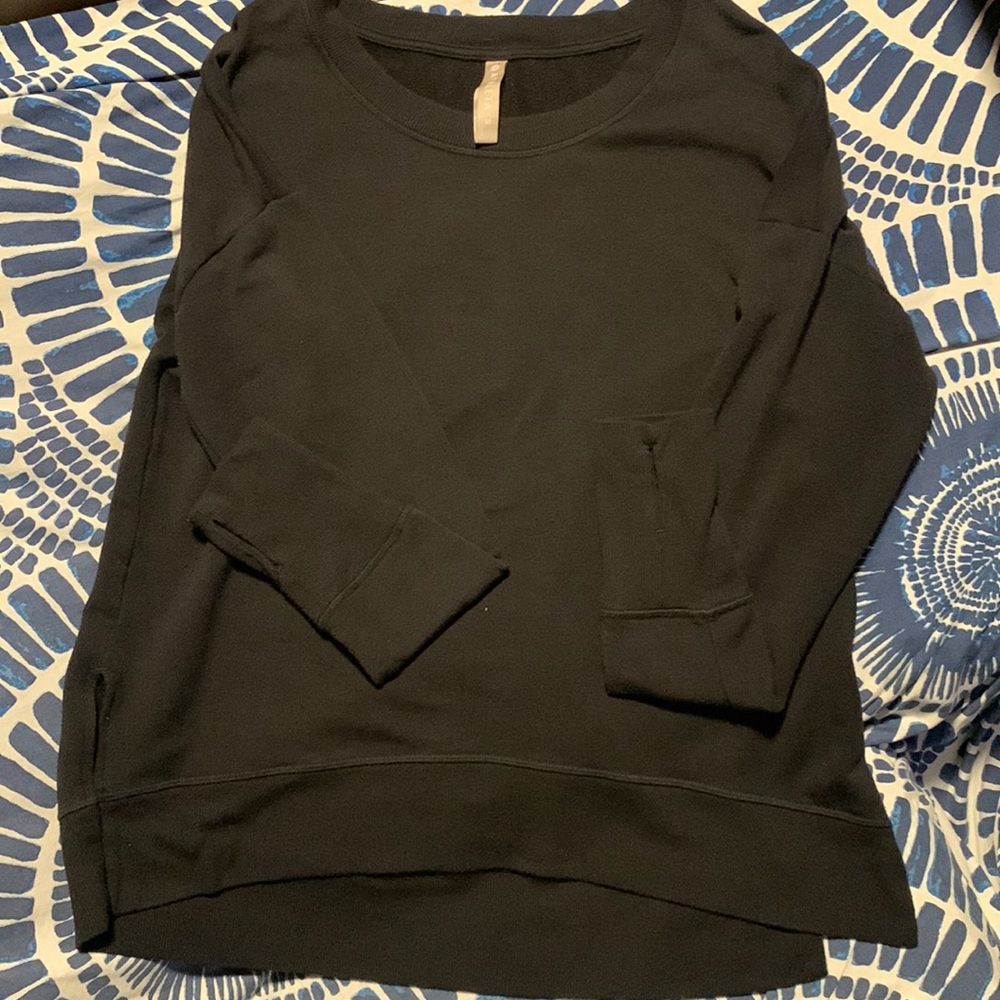 Athleta Long Sleeve Modal Med Costal Luxe Sweatshirt Black Womens